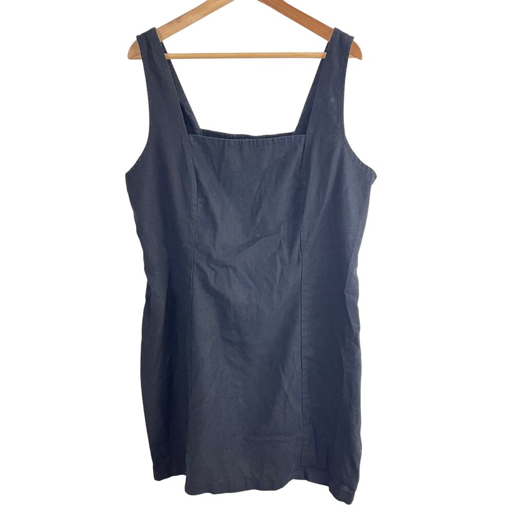Old Navy Sleeveless Square Neck Dress Black Linen Blend Size XXL